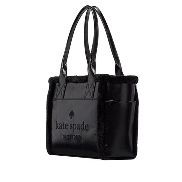 KATE SPADE New York Jette Faux Shearling Tote Bag Black K5797 NEW - Picture 4 of 5